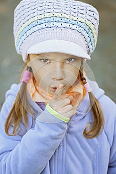 Girl-preschooler in blue jacket