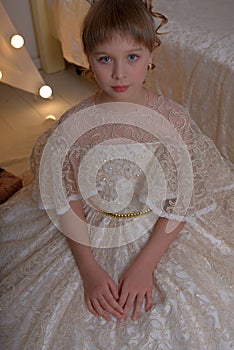 Girl princess in alabaster dress