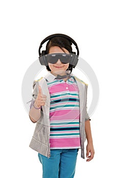 Girl with protective equipment and ear protection