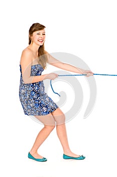 Girl pulling a rope