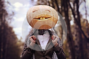 Girl with pumpkin head