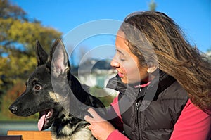 Girl and puppy