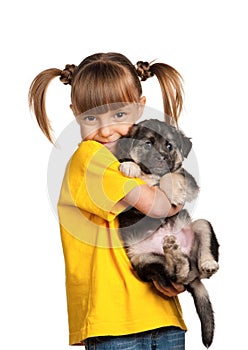 Girl with puppy