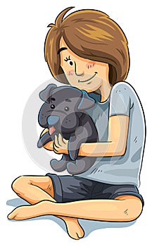 Girl with Puppy