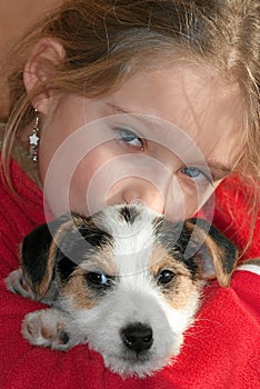 Girl with puppy dog