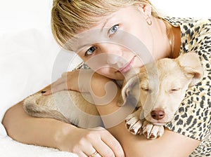 Girl and Puppy