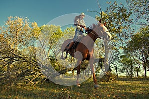 Girl with purebred horse photo