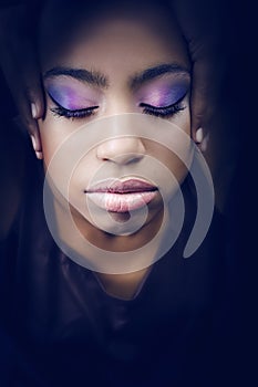 Girl with purple make-up
