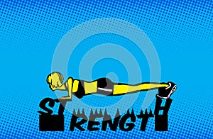 Girl Push Up Strength Training Illustration