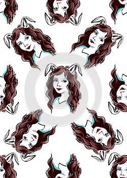 Girl with Rabbit Ears Pattern