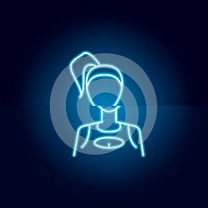 girl on the race icon in blue neon style. Element of racing for mobile concept and web apps icon. Thin line icon for website