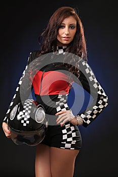 girl in a racing suit