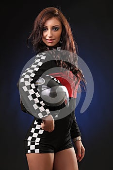 girl in a racing suit