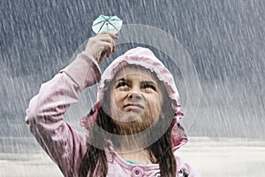 Girl in rain photo