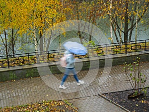 Girl, rain and umbrella