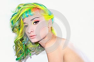 Girl with rainbowed hair and make up