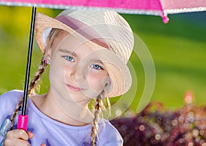 Girl in Rainy Summer Day