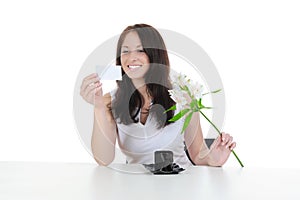 Girl reading a love note.