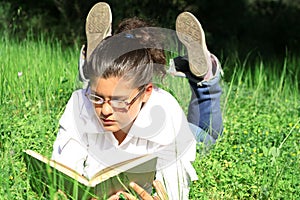 Girl reading or studying