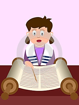 Girl reading the Torah