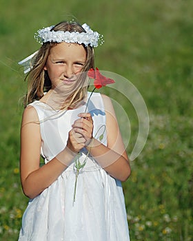 Girl ready for first holy communion