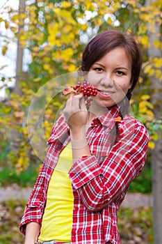 Girl with red berries