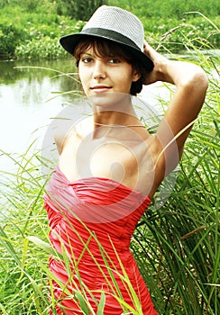 Girl in a red dress