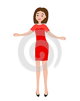 Girl in red evening dress Digital paper doll Fashion girl clothes vector illustration