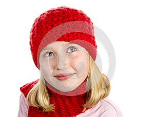 Girl in Red Hat and Scarf