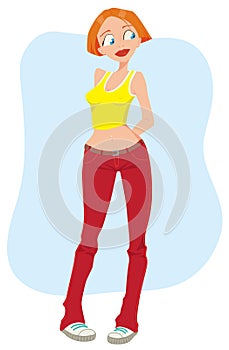 Girl in red jeans