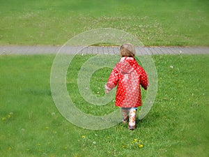 Girl in red raincoat