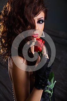 girl with red rose