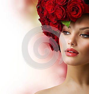 Girl with Red Roses Hairstyle