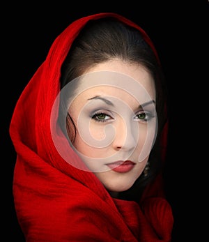 Girl in red scarf