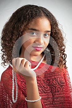 Girl with red shawl