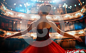 girl in a red tutu dancing on the stage