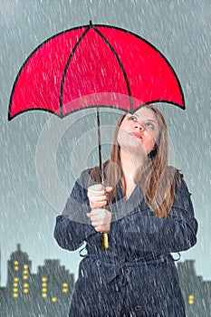 Girl with red umbrella