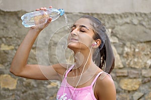 Girl refreshing herself