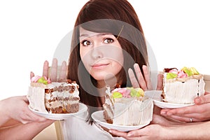 Girl refuse to eat pie. photo