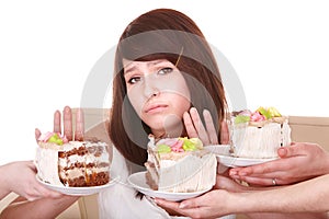 Girl refuse to eat pie.