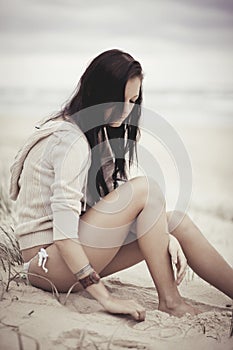 Girl relaxing on beach