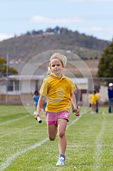 Girl in relay race