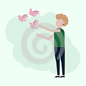 Girl releases pink pigeons