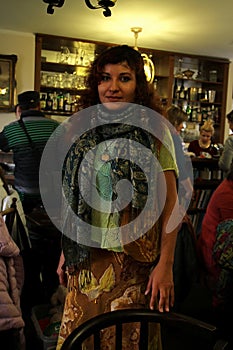 Girl in a restaurant with a beautiful oriental