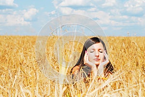 Girl resting on nature