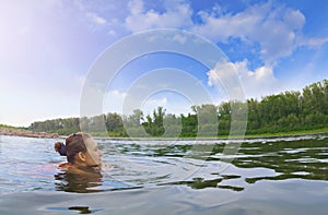 Girl rests on nature