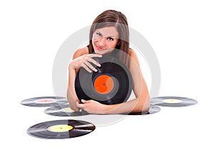 Girl with retro discs