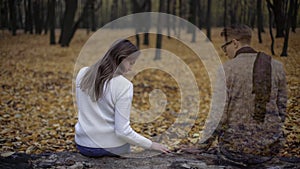 Girl returning to place of dates and feeling spirit of presence of her beloved