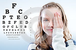 Girl reviewing eyesight.