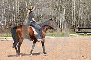 Girl riding on horse